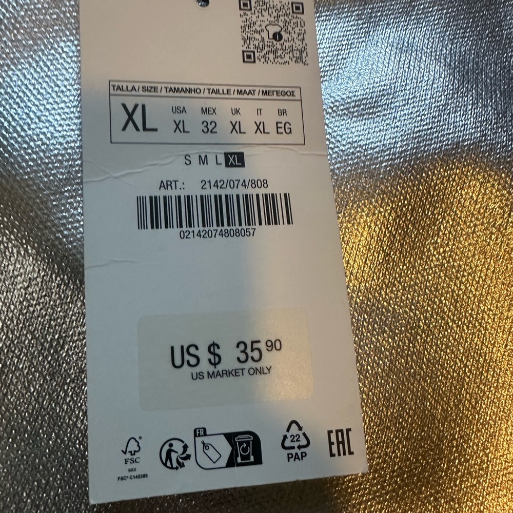 Zara Silver Strapless Women's Top - Picture 3 of 7